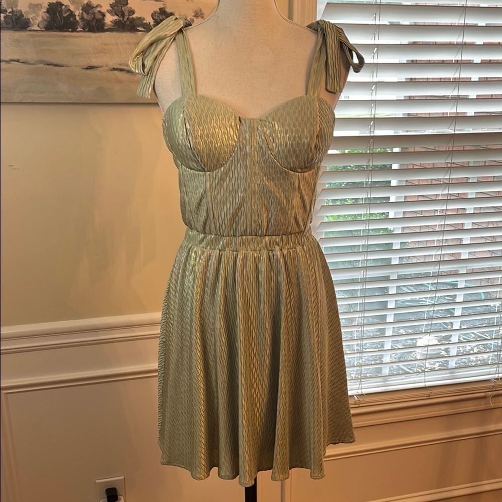 BTFL-life Textured Sage Green Homecoming Dress